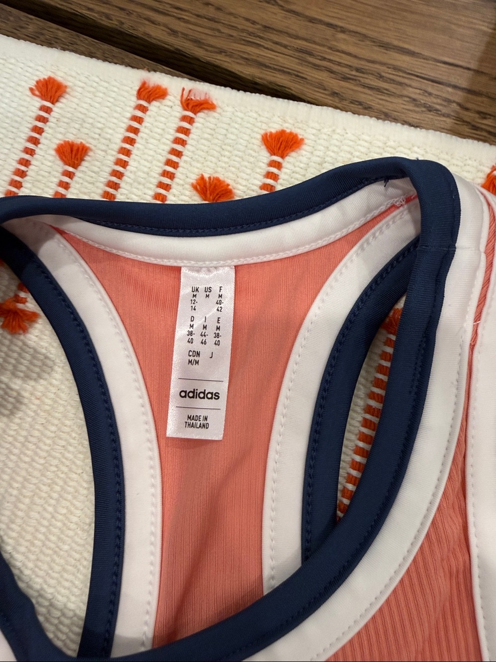 adidas Coral/Pink Racerback Tank with Navy Trim - Picture 2 of 2